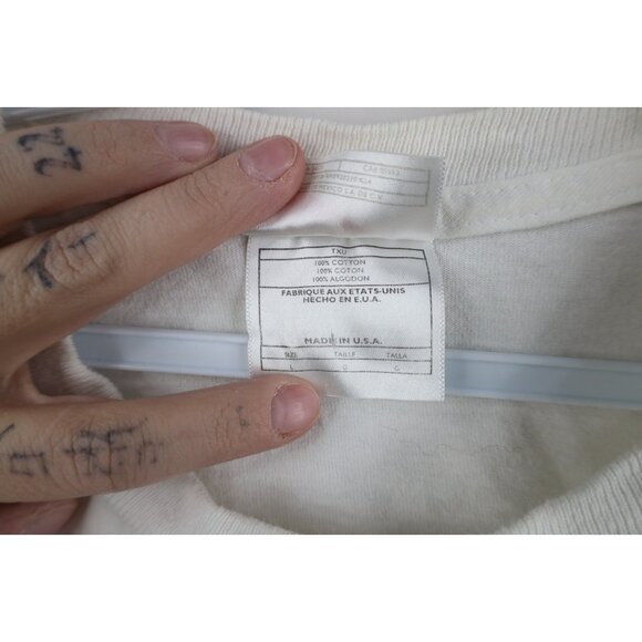 Vtg 90s Nike Mens Large Distressed Travis Scott Mini Swoosh T-Shirt White USA - Picture 9 of 14